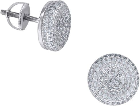 Diamond2Deal 925 Sterling Silver Cubic Zirconia Round Stud Earrings in Saudi Arabia