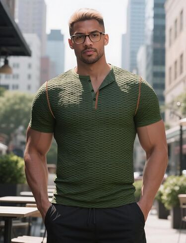 Mens Muscle Slim T Shirt Gym Workout Athletic Tee Shirts V Neck Short Sleeve Shirts in Kuwait