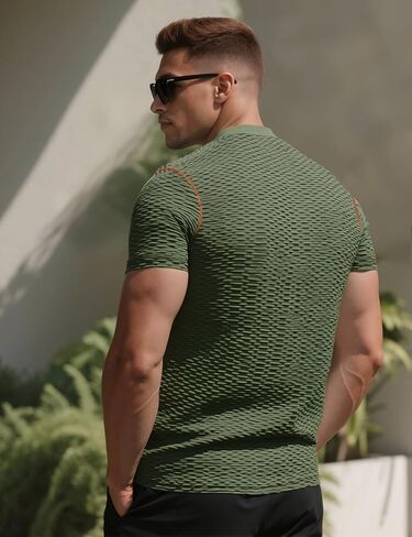 Mens Muscle Slim T Shirt Gym Workout Athletic Tee Shirts V Neck Short Sleeve Shirts in Kuwait