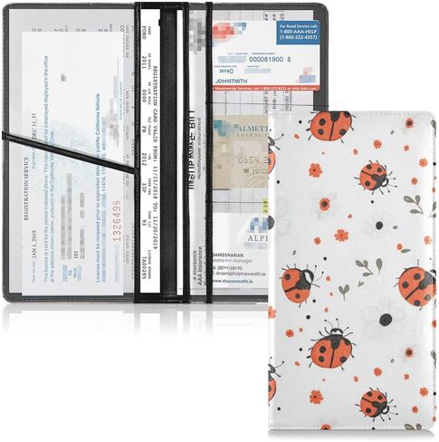 Car Registration and Insurance Card Holder Leather Glove Box Organize Men Women Wallet Accessories Case for Cards, Essential Document Driver License Funny Bright Witchy Elements in Kuwait