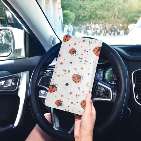 Car Registration and Insurance Card Holder Leather Glove Box Organize Men Women Wallet Accessories Case for Cards, Essential Document Driver License Funny Bright Witchy Elements in Kuwait