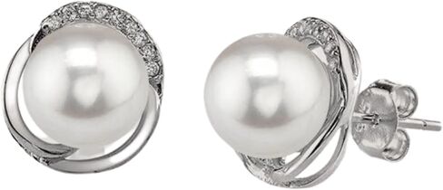 Real Pearl Earrings for Women with Genuine AAAA Quality White Freshwater Cultured Pearls | 14K Gold Plated 925 Sterling Silver Earrings for Women - THE PEARL SOURCE in Saudi Arabia