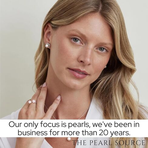 Real Pearl Earrings for Women with Genuine AAAA Quality White Freshwater Cultured Pearls | 14K Gold Plated 925 Sterling Silver Earrings for Women - THE PEARL SOURCE in Saudi Arabia