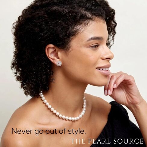 Real Pearl Earrings for Women with Genuine AAAA Quality White Freshwater Cultured Pearls | 14K Gold Plated 925 Sterling Silver Earrings for Women - THE PEARL SOURCE in Saudi Arabia
