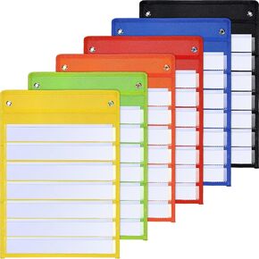 6 قطع من مخطط الجيب المغناطيسي من Leinuosen للفصل الدراسي مع 60 بطاقة مسح جاف للأطفال الصغار، مخطط يومي للجيب، مخطط جيب للفصل الدراسي، مستلزمات تعلم الأطفال والمدرسين (أسود) in Saudi Arabia