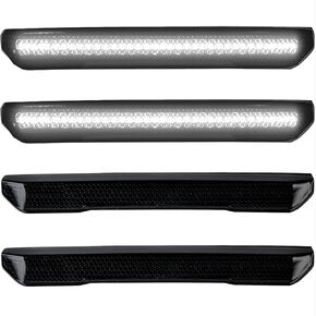 Recon-يناسب 20-24 Sierra HD 2500/3500 (Gen Gen) العدسات الإضاءة الحاجز (مجموعة 4 قطع) LED بيضاء/العنبر مع عدسة مدخنة/صافية (LED بيضاء ، عدسة مدخنة) in Kuwait