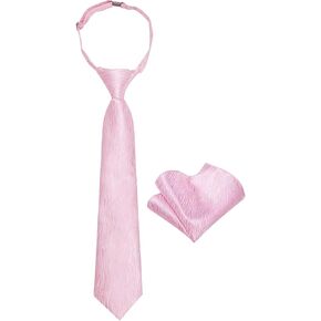 Boys Tie Adjustable Pre-tied Clip on Kids Necktie Set Hanky Ages 8-14 Striped Plaid School Uniforms Graduation in Kuwait