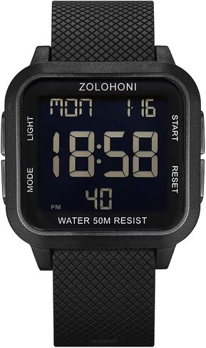 Men’s Digital Watch for Men, Stainless Steel Square Watches, Mens Wrist Watches Waterproof Large Face Dual Time Date Watch in Kuwait