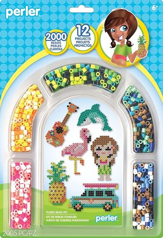 دلو أنشطة الخرز المصهور من Perler 80-42993 Day at The Zoo مع ألواح تعليق و14 نمطًا، متعدد الألوان، 8504 قطعة in Kuwait