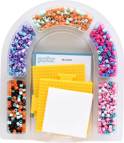 Perler 80-42993 Day at The Zoo Fused Bead Activity Bucket with Pegboards and 14 Patterns, Multicolor, 8504 Pieces in Kuwait