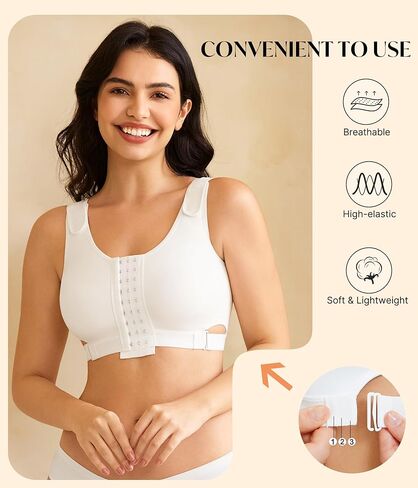 Cydream Wireless Front Closure حمالات الصدر للنساء لا تغطية كاملة الأسلاك - ما بعد الجراحة ضغط حمالة صدرية كل يوم مريح in Kuwait