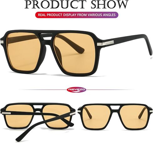 AIEYEZO Square Aviator Sunglasses for Women Men Fashion Retro Square Sun Glasses Classic Aviator Shades in Kuwait