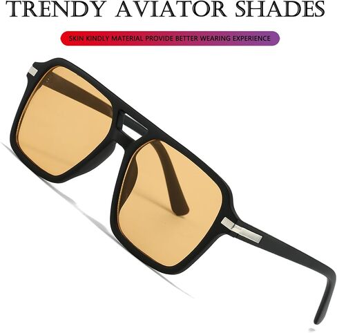 AIEYEZO Square Aviator Sunglasses for Women Men Fashion Retro Square Sun Glasses Classic Aviator Shades in Kuwait