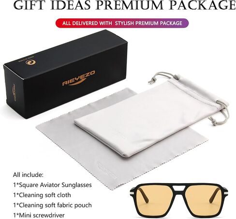 AIEYEZO Square Aviator Sunglasses for Women Men Fashion Retro Square Sun Glasses Classic Aviator Shades in Kuwait