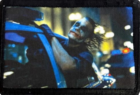The Joker Police Car Morale Patch. 2x3 Hook Patch. Redhaededtshirts Made in The USA in Saudi Arabia