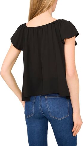 Cece Center's Center Front Tie Round Reckline Top Sleeve Top in Saudi Arabia