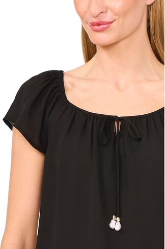 Cece Center's Center Front Tie Round Reckline Top Sleeve Top in Saudi Arabia