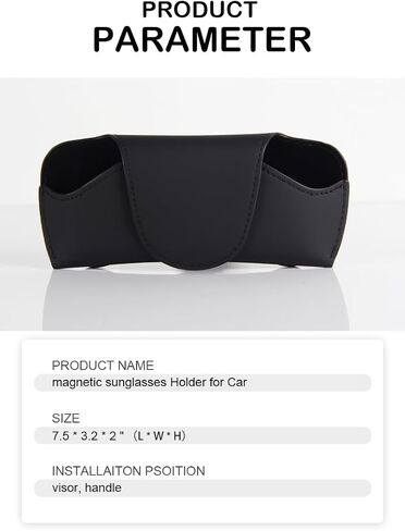 Sunglasses Holder for Car, Universal Glasses Case for Car Visor Clip, Magnetic Closure, Car Interior Accessories in Kuwait