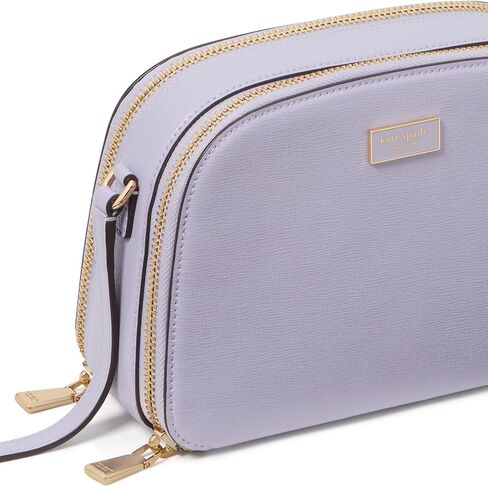 kate spade new york Serena Spring Pansies Embossed Saffiano Leather Double Zip Dome Crossbody, Blush Cloud Multi in Kuwait