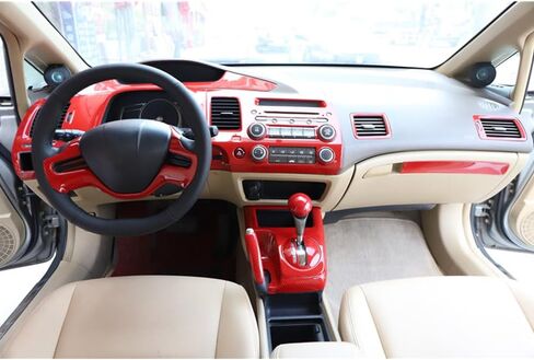 XITER ABS Carbon Fiber Car Interior Auto Gear Shift Knob Frame Cap Cover Trim Car Protect Accessories Case for Honda Civic 2006 2007 2008 2009 2010 2011-Carbon Fiber Black in Saudi Arabia