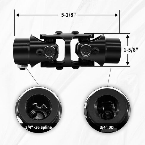 3/4 "-36 spline x 3/4" DD Chrome Double U Coint Cointer Universal Coint Doint Doint Doint Unducture ، Total Length: 5-1/8 " in Kuwait