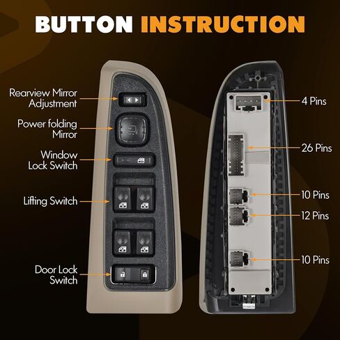 15883320 Front Driver Side Door Lock and Power Window Switch & Tan Bezel Assembly Fit for 2003-2007 Chevy Avalanche Silverado Suburban Tahoe GMC Yukon Sierra, Cadillac Escalade# 920-020 in Saudi Arabia