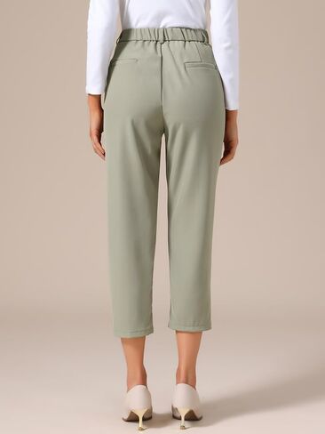 Allegra K Women's Business Casual Pants Cropped Length Work Office Trousers with Pockets in Kuwait