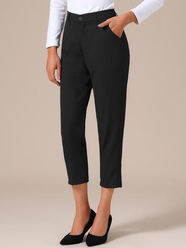 Allegra K Women's Business Casual Pants Cropped Length Work Office Trousers with Pockets in Kuwait