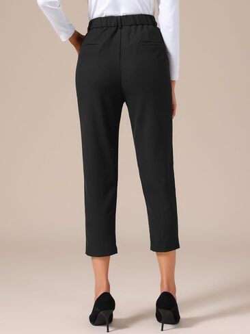 Allegra K Women's Business Casual Pants Cropped Length Work Office Trousers with Pockets in Kuwait