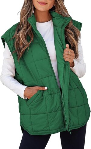 EVALESS Womens Puffer Vest Zip Up Cap Sleeve Jackets Travel Fall Outfits 2024 Fashion Warm Winter Coats With Pockets in Kuwait