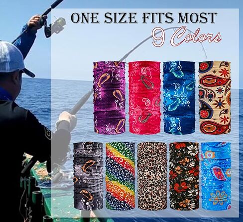 Unisex 9PCS Paisley Balaclavas Headwear Bandana Neck Gaiter Sports Tube UV Sewing Face Mask Headband Elastic Reusable Multifunctional Magic Scarf Balaclava for Women in Kuwait