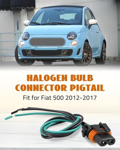 3-Ware 9012 Halogen Louck Socket Wiring Harness ، موصل 2-Pin ، ناتج الأسلاك النحاسية لـ Fiat 500 2013 2014 2015 2015 2017 in Saudi Arabia