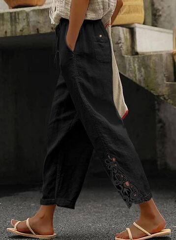 Acelitt Women Casual Lightweight Drawstring Elastic Waist Pants with Pockets, S-XXL in Saudi Arabia
