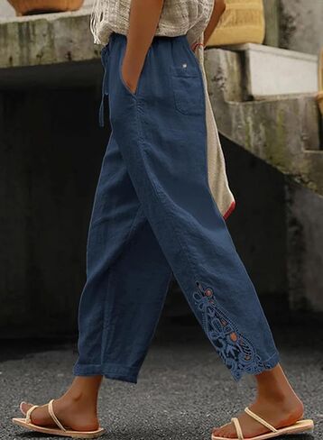 Acelitt Women Casual Lightweight Drawstring Elastic Waist Pants with Pockets, S-XXL in Saudi Arabia