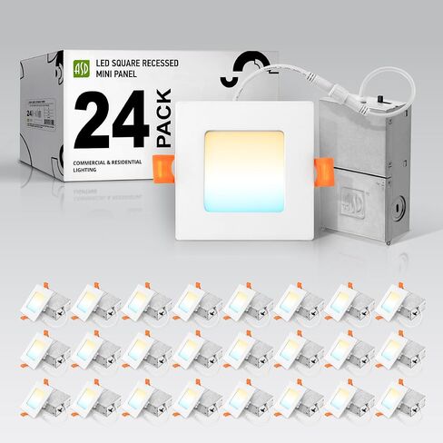 ASD LED LED مربع الإضاءة 6 بوصة - 2700K/3000K/3500K/4000K/5000K ، 15W 60W EQV - مصابيح سقف قابلة للضايق رقيقة للغاية مع مربع J ، رقاقة أسفل المصباح - ضوء لوحة نحيف ، UL Energy Star 12 Pack in Kuwait