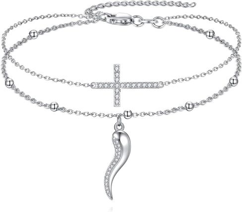 قرن إيطالي سوار سوار الفضة الاسترليني S925 Cornicello سوار الطبقات الإيطالية القرن الأساور سحر حظ سعيد المجوهرات للنساء أنثى in Kuwait