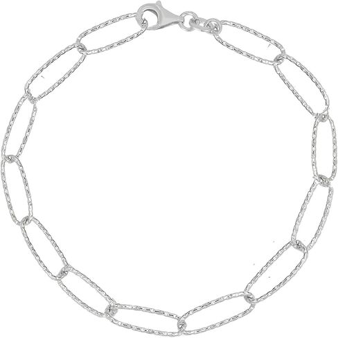 Savlano 925 Sterling Silver 4.5mm paperclip bracelet - 8k Gold Paperclip Baper -Clip for Women تأتي مع صندوق هدايا - مصنوعة في إيطاليا in Kuwait