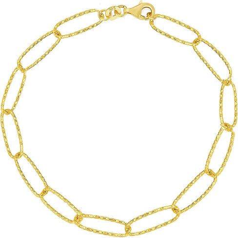 Savlano 925 Sterling Silver 4.5mm paperclip bracelet - 8k Gold Paperclip Baper -Clip for Women تأتي مع صندوق هدايا - مصنوعة في إيطاليا in Saudi Arabia