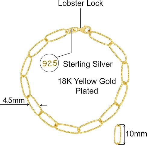 Savlano 925 Sterling Silver 4.5mm paperclip bracelet - 8k Gold Paperclip Baper -Clip for Women تأتي مع صندوق هدايا - مصنوعة في إيطاليا in Kuwait