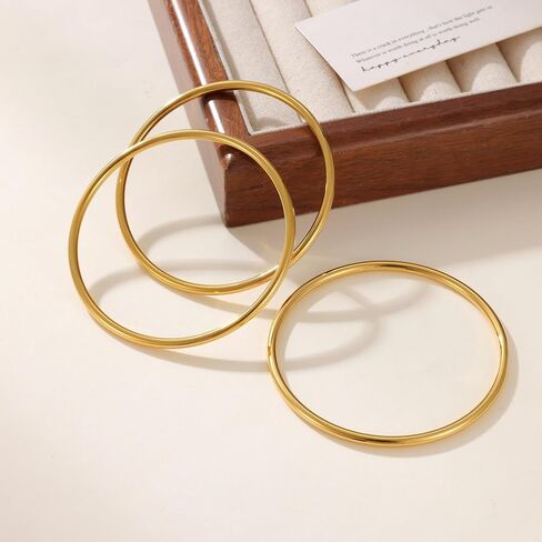 سوار حب مقاوم من الفولاذ المقاوم للصدأ الذهب 14 كيلو مطلي بالمكدس للنساء جولة ألوان صلبة سوار دائرة عادية الزفاف الحب للزوجين in Saudi Arabia