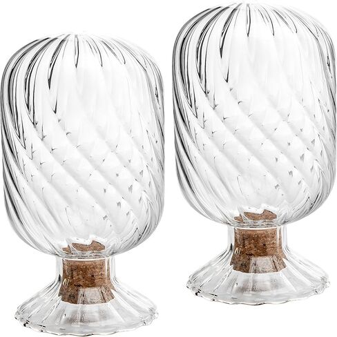 Moonoom Helix على شكل مطابقة ، يطابق الزجاج Cloche لمدة 3.5 بوصة ، رأسًا على عقب ، جرة حامل المباراة للشمعة المعطرة على مدفأة طاولة الطعام ، لا تشمل المباريات in Kuwait