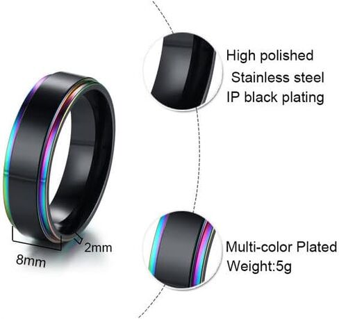 Personalized Couples Matching Rings Set for Him and Her Custom Name Rings for Couples Promise Rings for Couples Black Stainless Steel Wedding Rings Sets His & Hers Engagement Rings Christmas Gift Valentine's Day Jewelry in Kuwait