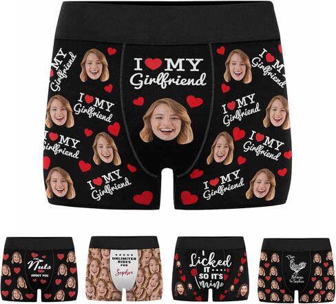 Artsadd Custom Mens Boxer Briefs Customized Funny Underwear Personalized Boxers Gifts for Boyfriend Husband Him in Kuwait