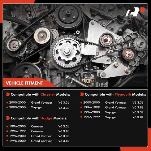 A-Premium Engine Serpentine Belt Drive Kit W/Telectioner & Idler متوافق مع دودج كارافان ، Grand Caravan & Chrysler Grand Voyager & Plymouth Grand Voyager 3.3L 3.8L 2000 3.3L in Saudi Arabia