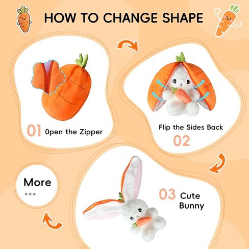 Easter Bunny Stuffed Animal Plush Pillow Cute Bunny Stuffies Hiding Under Carrot/Strawberry Kawaii Toy Pillow Decoration Gift for Girlfriends and Children in Saudi Arabia