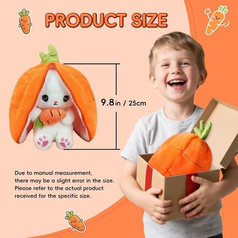 Easter Bunny Stuffed Animal Plush Pillow Cute Bunny Stuffies Hiding Under Carrot/Strawberry Kawaii Toy Pillow Decoration Gift for Girlfriends and Children in Saudi Arabia