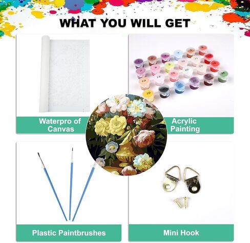 مجموعة الطلاء بالأرقام من QENSPE للبالغين، الطلاء حسب الرقم على القماش للمبتدئين، مجموعات الطلاء الزيتي للمناظر الطبيعية DIY مناسبة لتزيين الجدران المنزلية مقاس 16 × 20 بوصة in Saudi Arabia