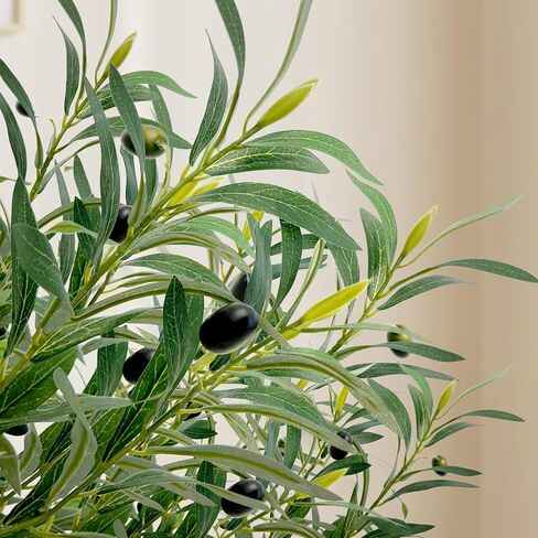 Olive Trees Artificial Indoor 6ft, Tall Faux Silk Plant with Pot, Realistic Leaves and Natural Wood Trunk Fake Trees with Lifelike Fruits for Home Office Decor Bedroom Livingroom Entryway Housewarming in Kuwait