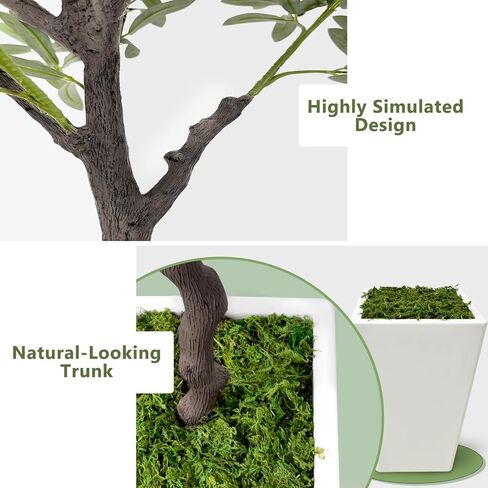 Olive Trees Artificial Indoor 6ft, Tall Faux Silk Plant with Pot, Realistic Leaves and Natural Wood Trunk Fake Trees with Lifelike Fruits for Home Office Decor Bedroom Livingroom Entryway Housewarming in Kuwait