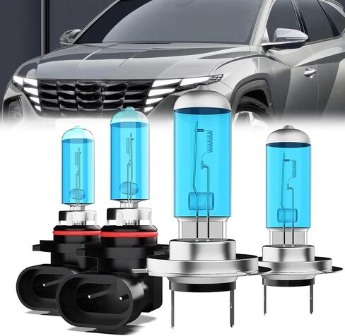 مصابيح المصابيح الأمامية متوافقة مع Hyundai Tucson 2019-2021 ، 9005 High Beam + H7 Low Low Beam Light Light Combo ، Super Bright 6000K White ، Slip and Play ، Pack of 4 in Kuwait